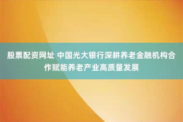 股票配资网址 中国光大银行深耕养老金融机构合作赋能养老产业高质量发展